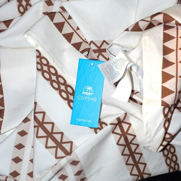 Cupshe Brown Beige Boho Dress L NWT - Picture 7 of 7